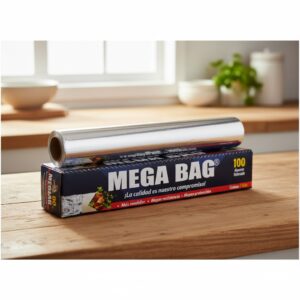 Papel Aluminio Mega Bag M 100 Grueso, 2 Rollos