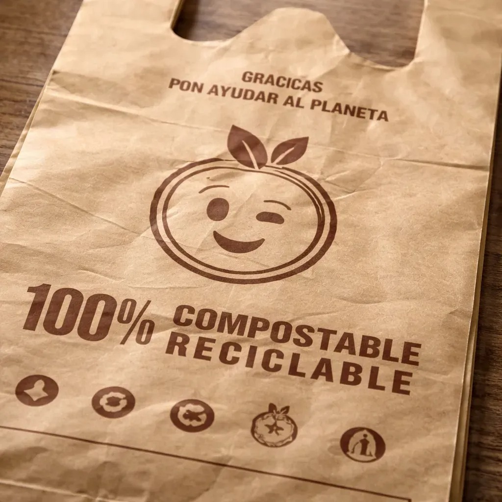 Bolsa Compostable Con Asas Tamaño Mediana de 27x40 cm, 1Kg - Image 4