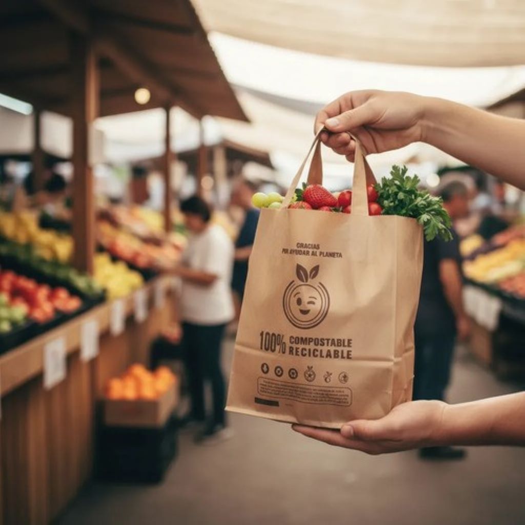 Bolsa Compostable Con Asas Tamaño Mediana de 27x40 cm, 1Kg - Image 2